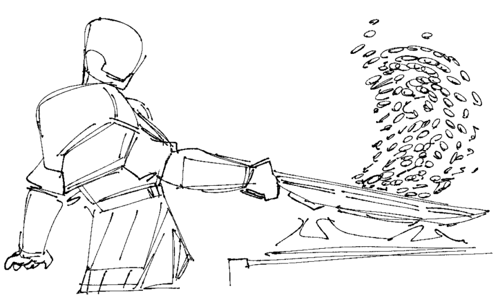 Knight using a wok